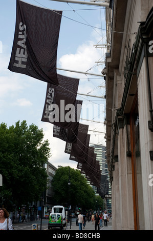 Flagsoutside Heals department store in London. Stock Photo