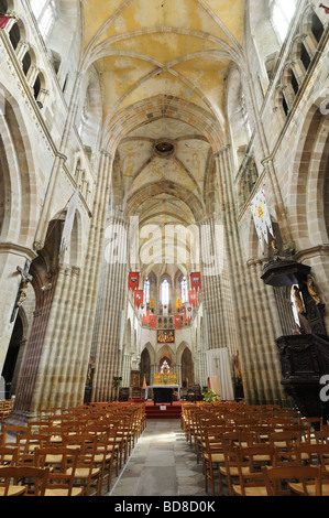 Inside Treguier cathedral in Brittany Stock Photo