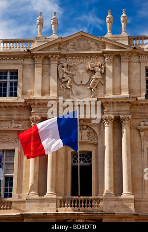 Flag flying at Hotel de Ville in Arles, Provence France Stock Photo