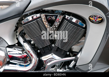 Chromed cylinder head and engine of a Victory motorbike Stock Photo