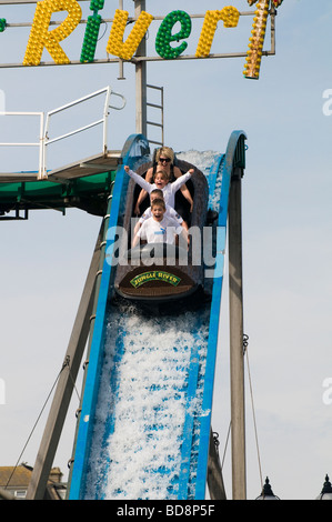 Fun water ride Log river in amusement park at summer Stock Photo - Alamy