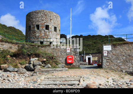 Tower in Petit bot Bay Guernsey Channel Islands Stock Photo