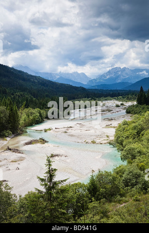 Germany, Bavarian Alps - River Isar and valley in Bavaria Stock Photo