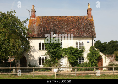 Country cottage house in the grounds of Somerley Estate during the Ellingham show. Stock Photo