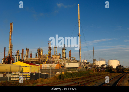 Dartmouth Imperial Oil Refinery industrial complex at sunset with blue sky Woodside Nova Scotia Canada Stock Photo
