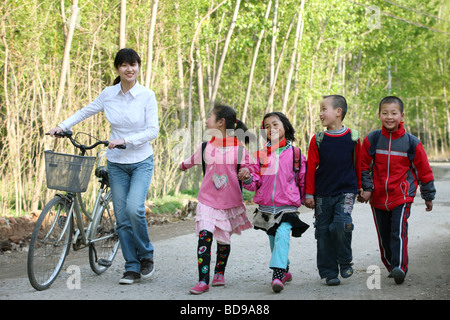 Elementary students in rural area,China Stock Photo