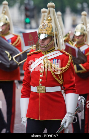 A musician from the Queen's Life Guard Band after Changing the Guard, Buckingham Palace, London, Great Britain Stock Photo