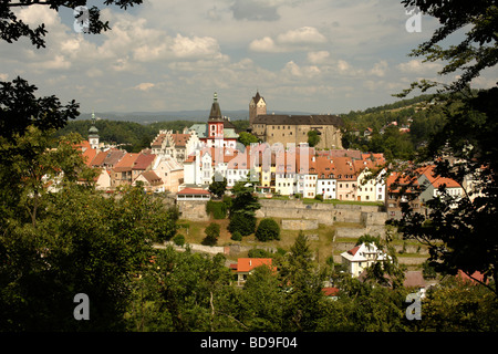 Historic old town of Loket Eger river Ohre west Bohemia Czech Republic Stock Photo