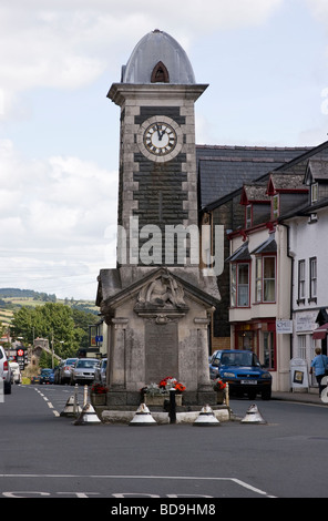 Clock tower in Town Centre Rhayader Mid Wales Summer Stock Photo
