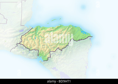 Honduras, shaded relief map. Stock Photo