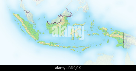 Indonesia, shaded relief map. Stock Photo