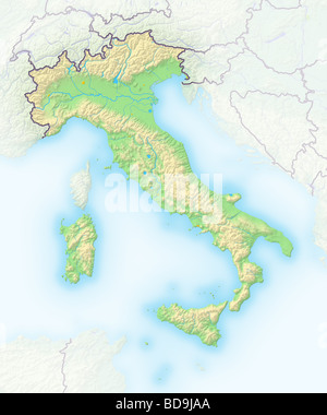 Italy, shaded relief map. Stock Photo