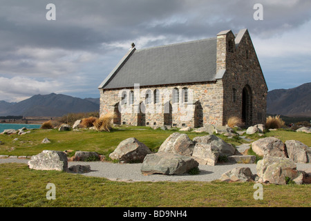 The Church of the Good Shepherd on the shores of lake Tekapo in New Zealand Stock Photo