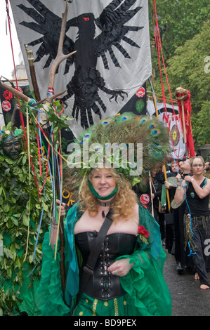 Pagans hold a Pagan Pride Parade in London as a part of their Beltane Bash celebrations. The start of the parade Stock Photo