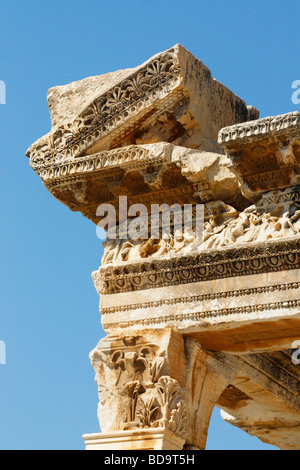 A detail of Hadrian (Hadrianus) Temple. Ephesus antique (ancient) city ruins. Turkey, August, 2009 Stock Photo