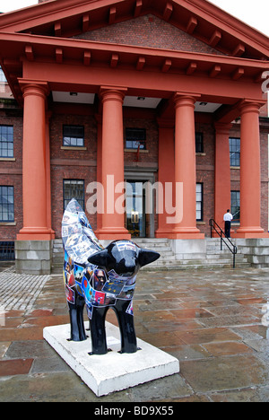 a lambanana sculpture outside the maritime museum at the albert dock.liverpool,uk Stock Photo