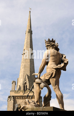 Durham St. Nicholas Church  Statue of Neptune Land of Prince bishops North East England Stock Photo