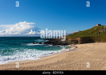 Late evening on Porthmeor beach in summer St Ives Cornwall England UK United Kingdom GB Great Britain British Isles Europe EU