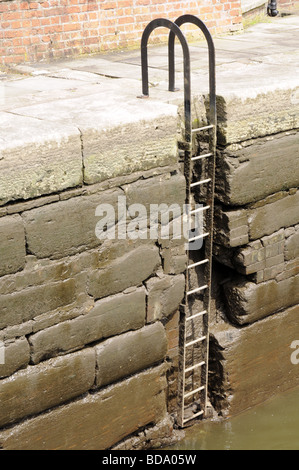Canal step ladder at locks. Stock Photo