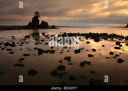 Sunset at Siletz Bay Lincoln City Oregon Stock Photo