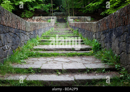 Seven Arch Bridge in Rivington terraced gardens, Lancashire, UK Stock Photo