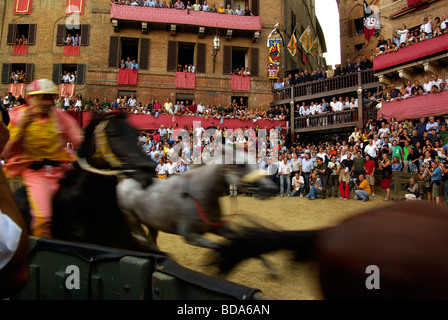 Siena Palio, a twice yearly event of pageantry and horse race Stock Photo