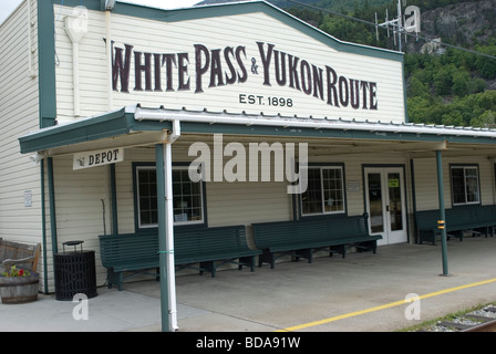 White Pass & Yukon Route Railway Depot, Skagway, Alaska Stock Photo