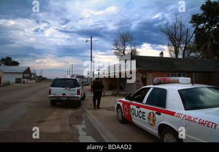 Oglala Sioux Police from the Pine Ridge native American Indian Reservation South Dakota at White Clay on the Nebraska border Stock Photo