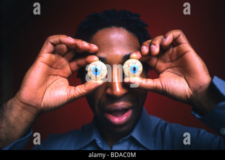 Man with bugged out Eyes Stock Photo
