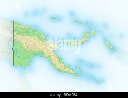 Papua New Guinea, shaded relief map. Stock Photo