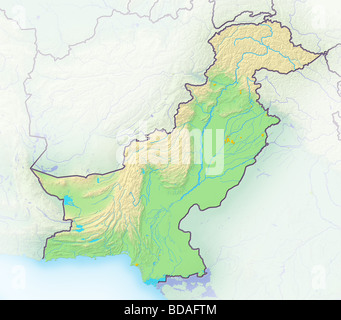 Pakistan, shaded relief map. Stock Photo