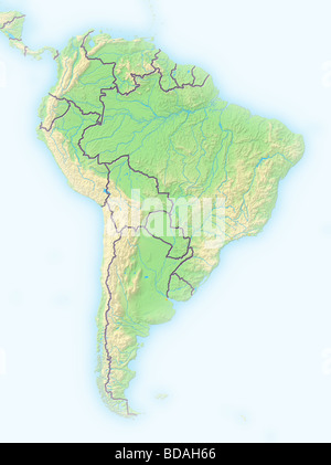 South America, shaded relief map. Stock Photo
