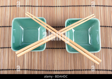 chopsticks with bowls Stock Photo