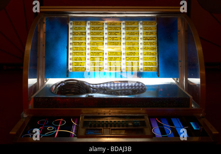 olf fifties juke box inside the entrance hall of the tudor private cinema in comber county down northern ireland Stock Photo