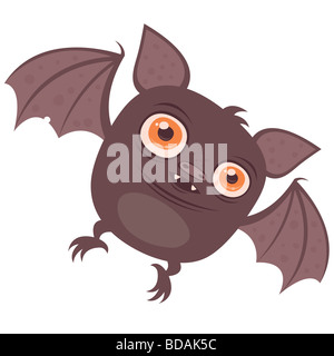 Vector cartoon illustration of a cute chubby Vampire Bat with big orange eyes. Great for Halloween! Stock Photo