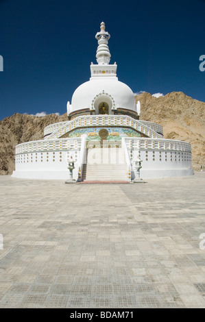 Facade of a stupa, Shanti Stupa, Leh, Ladakh, Jammu and Kashmir, India Stock Photo