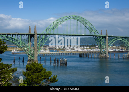 Pacific Coastal Highway 101 Bridge at Yaquina Bay Oregon Stock Photo