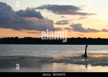 A lake monster sculpture in Lake Harriet, Minneapolis, Minnesota, USA. Stock Photo