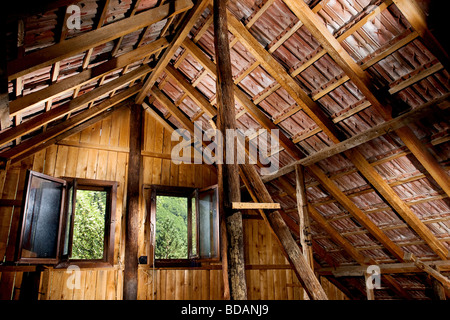 old attic of a house hdr photo with multiple light sources Stock Photo