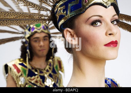 Portrait of an Aztec dancer Stock Photo