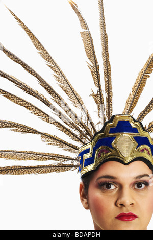 Portrait of an Aztec dancer Stock Photo