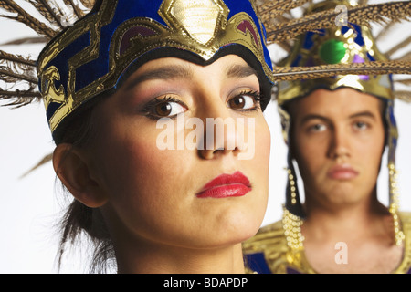 Portrait of an Aztec dancer Stock Photo