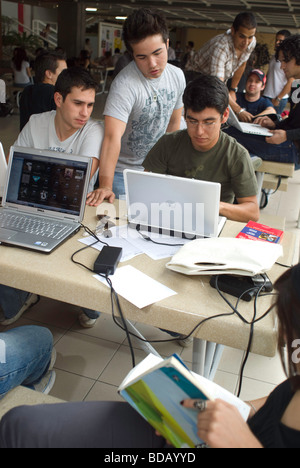 A student work group in a commons area of the campus of the University of Monterrey. Stock Photo