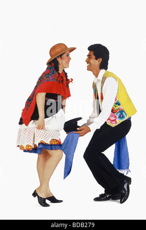 Side profile of a young couple dancing Stock Photo