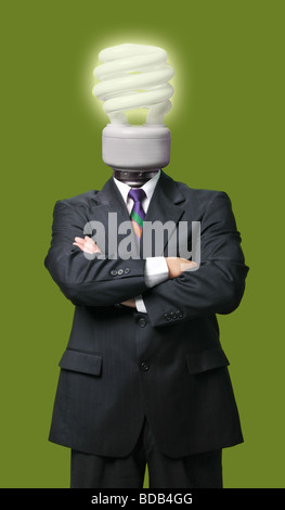 Ideas in the new business wold against a green background Stock Photo
