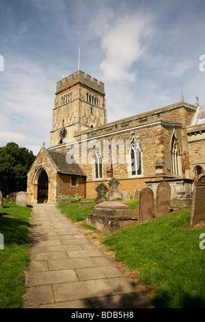 Earls Barton Church with circa 10th Century late Saxon Tower Northamptonshire Stock Photo