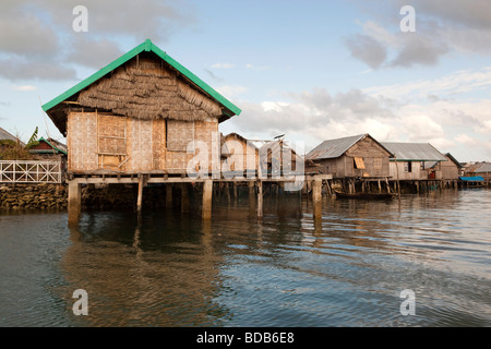 Indonesia Sulawesi Wakatobi National Park Kaledupa Island Sampela Bajo sea gypsy village houses Stock Photo