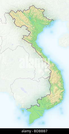 Vietnam, shaded relief map. Stock Photo