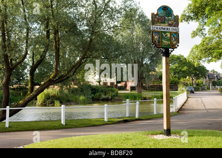 Village duck pond in Chapmore End, Hertfordshire, UK Stock Photo