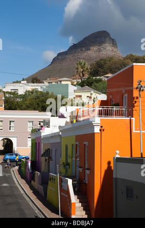 Lions head peak from Bo Kaap Cape Malay district Cape Town South Africa Stock Photo